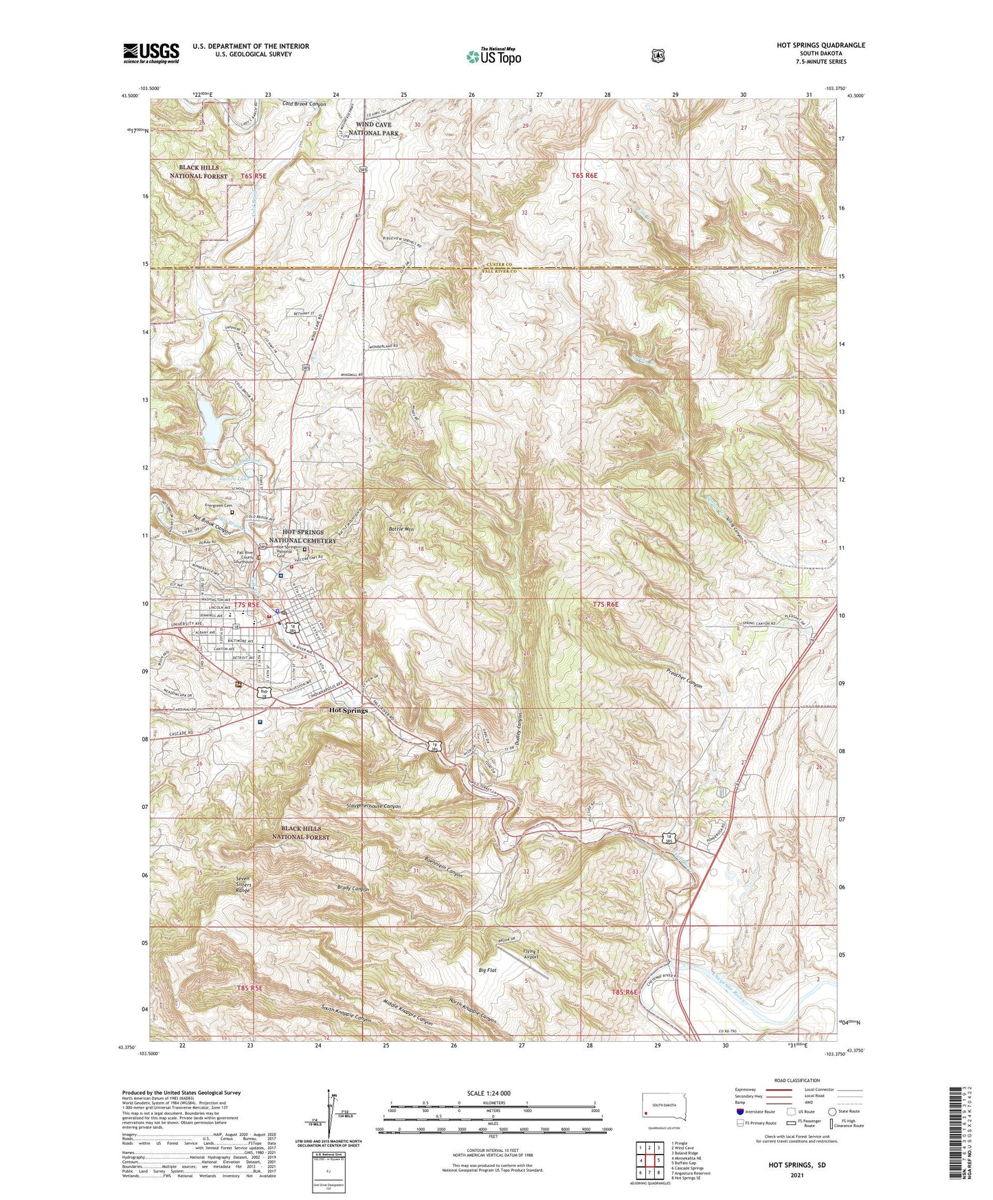 Hot Springs South Dakota US Topo Map Image