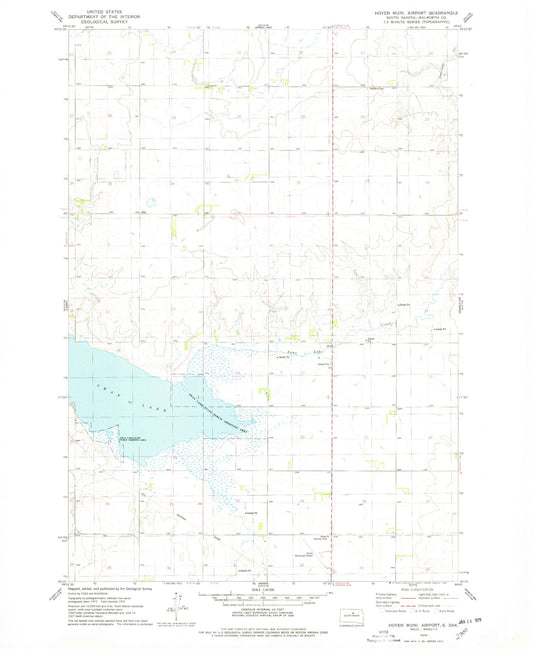 Classic USGS Hoven Municipal Airport South Dakota 7.5'x7.5' Topo Map Image