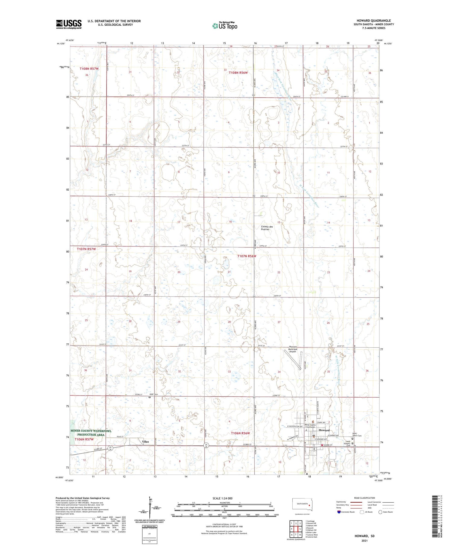 Howard South Dakota US Topo Map Image