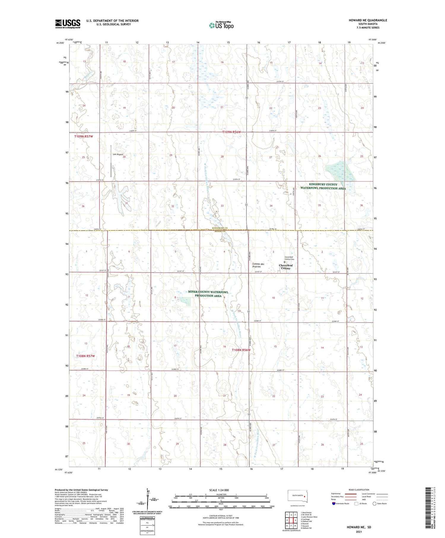 Howard NE South Dakota US Topo Map Image