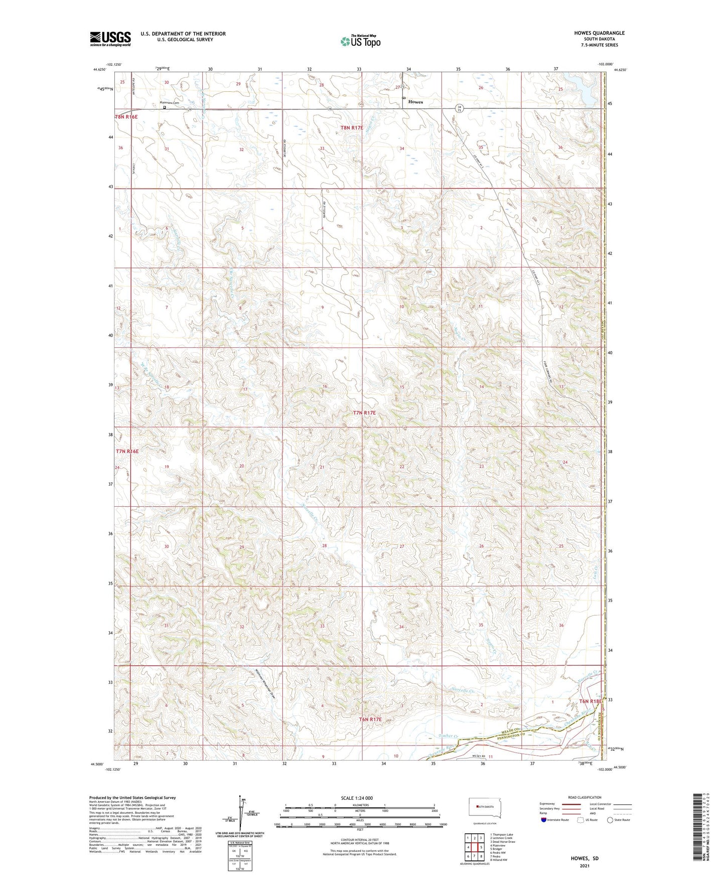 Howes South Dakota US Topo Map Image