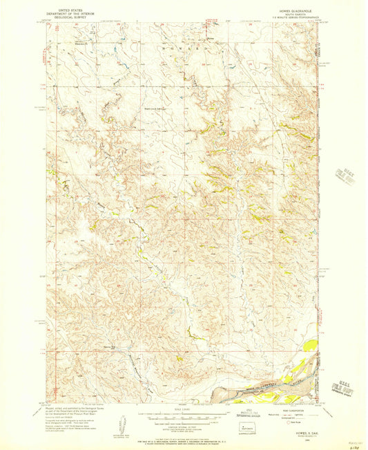 Classic USGS Howes South Dakota 7.5'x7.5' Topo Map Image