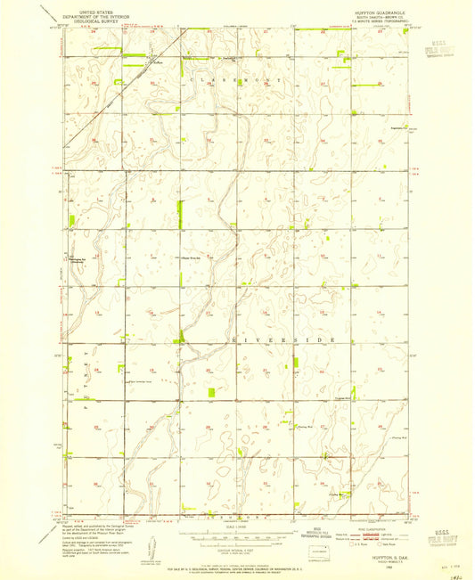 Classic USGS Huffton South Dakota 7.5'x7.5' Topo Map Image