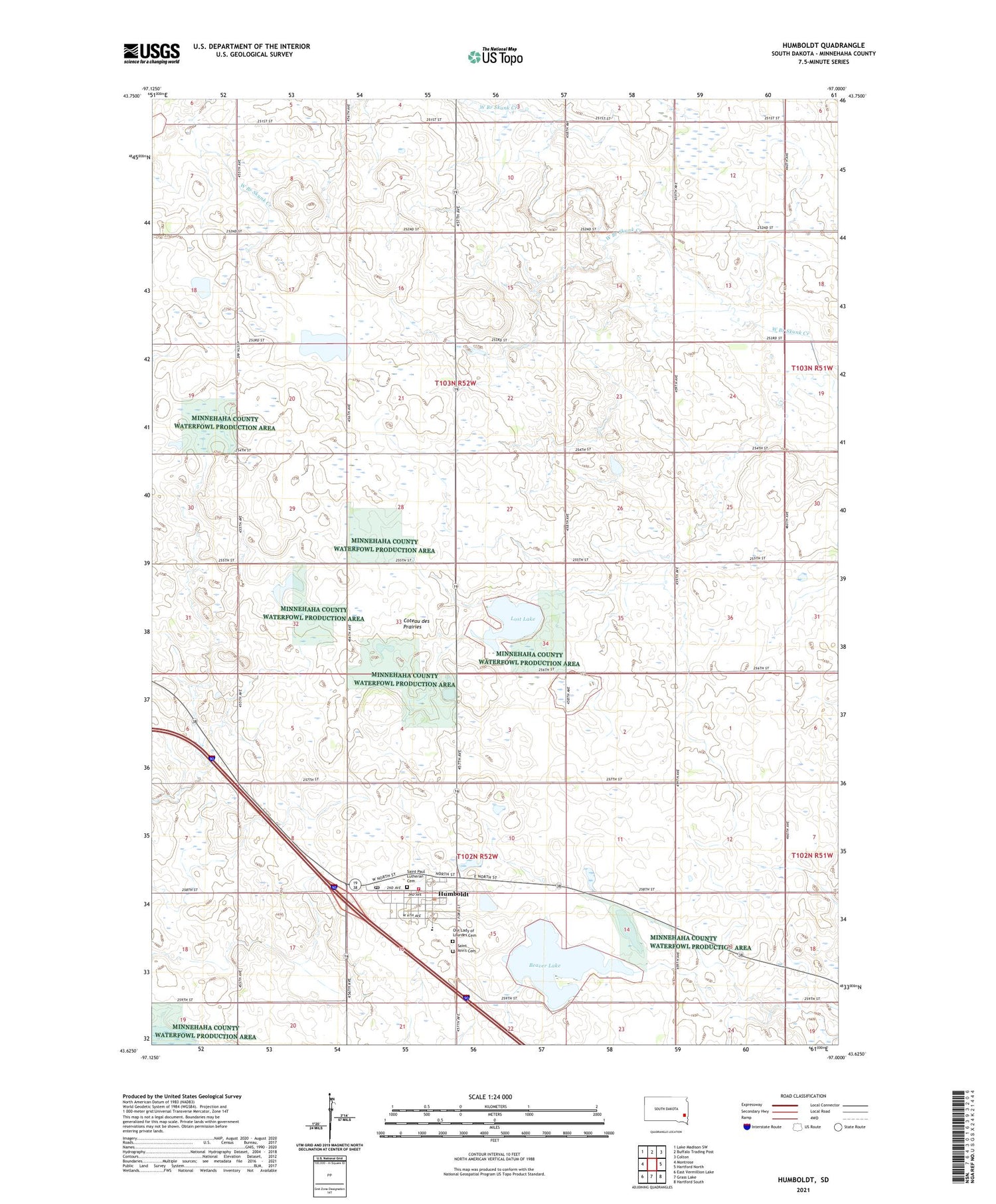 Humboldt South Dakota US Topo Map Image