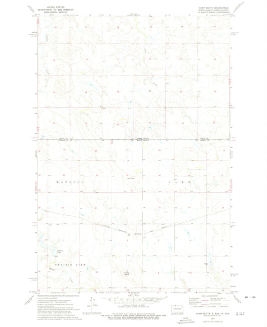 Classic USGS Hump Butte South Dakota 7.5'x7.5' Topo Map Image