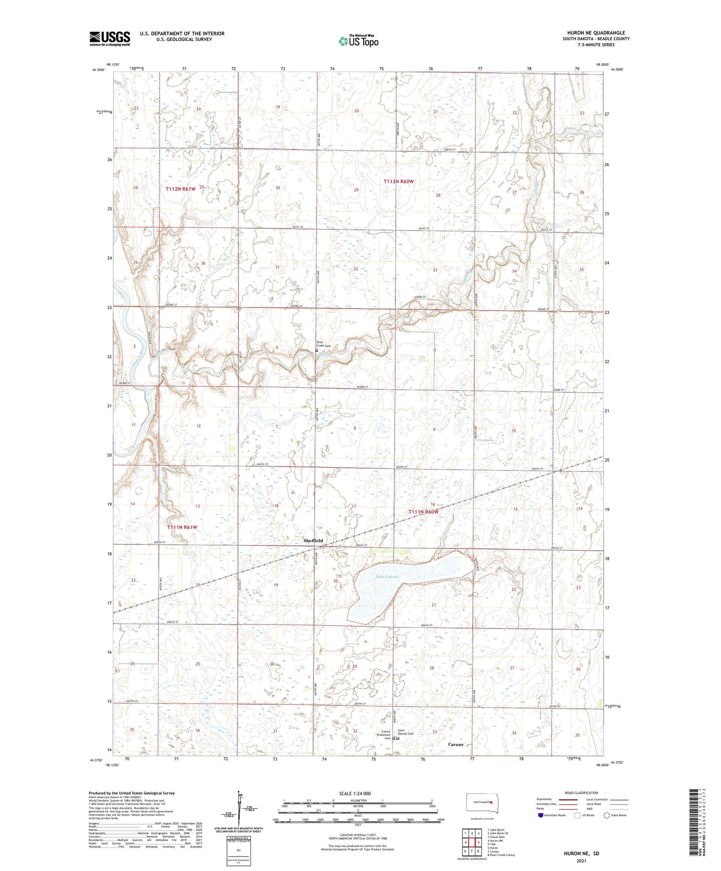 Huron NE South Dakota US Topo Map Image