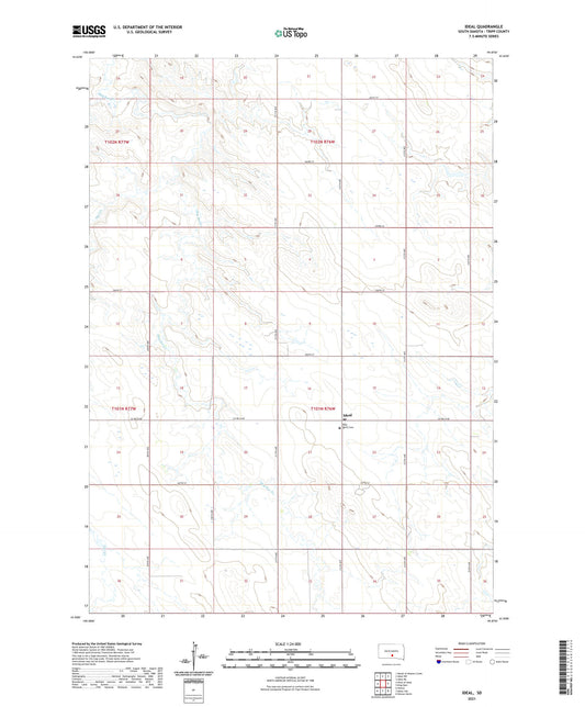 Ideal South Dakota US Topo Map Image