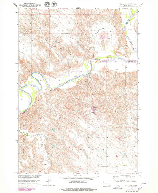 Classic USGS Ideal NE South Dakota 7.5'x7.5' Topo Map Image