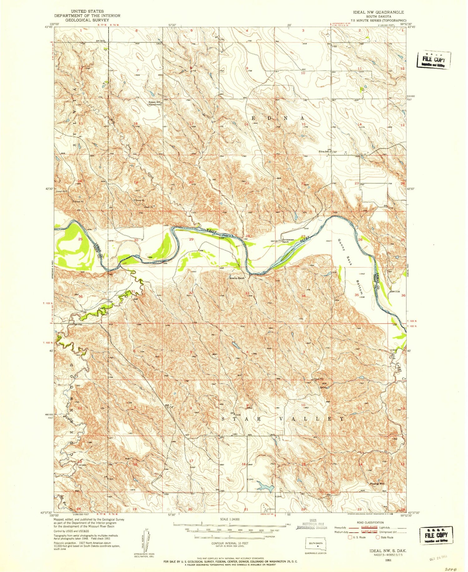 Classic USGS Ideal NW South Dakota 7.5'x7.5' Topo Map Image