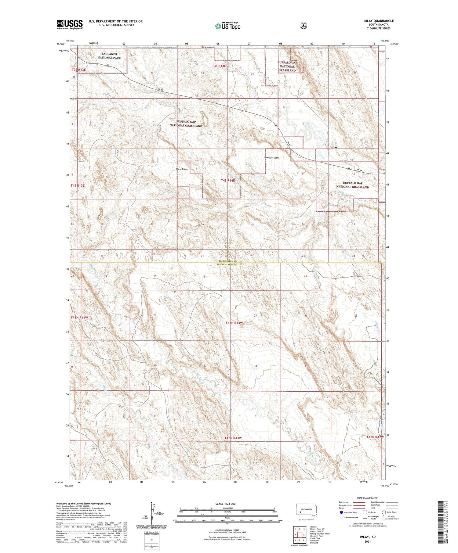 Imlay South Dakota US Topo Map Image
