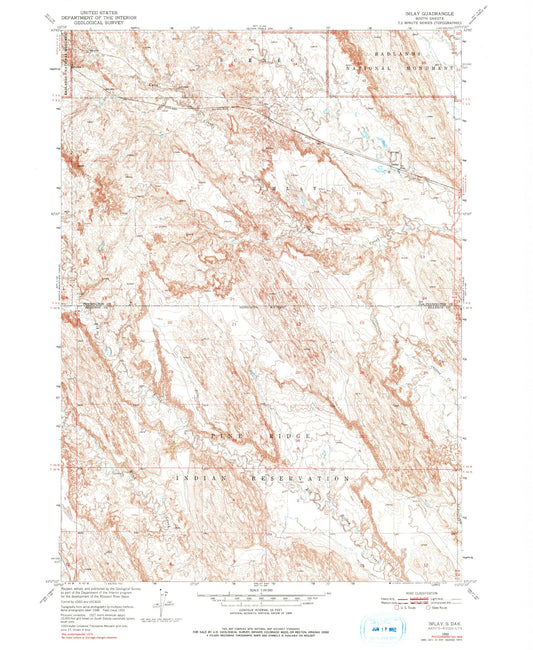 Classic USGS Imlay South Dakota 7.5'x7.5' Topo Map Image