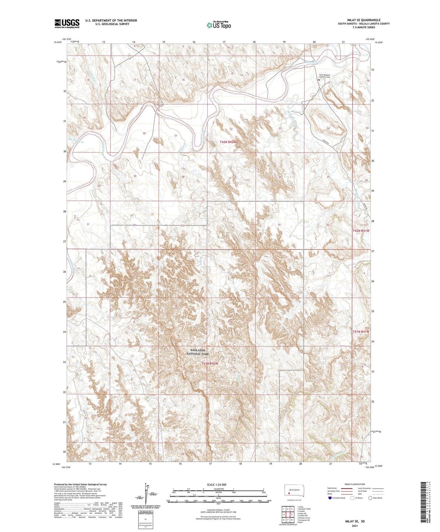 Imlay SE South Dakota US Topo Map Image