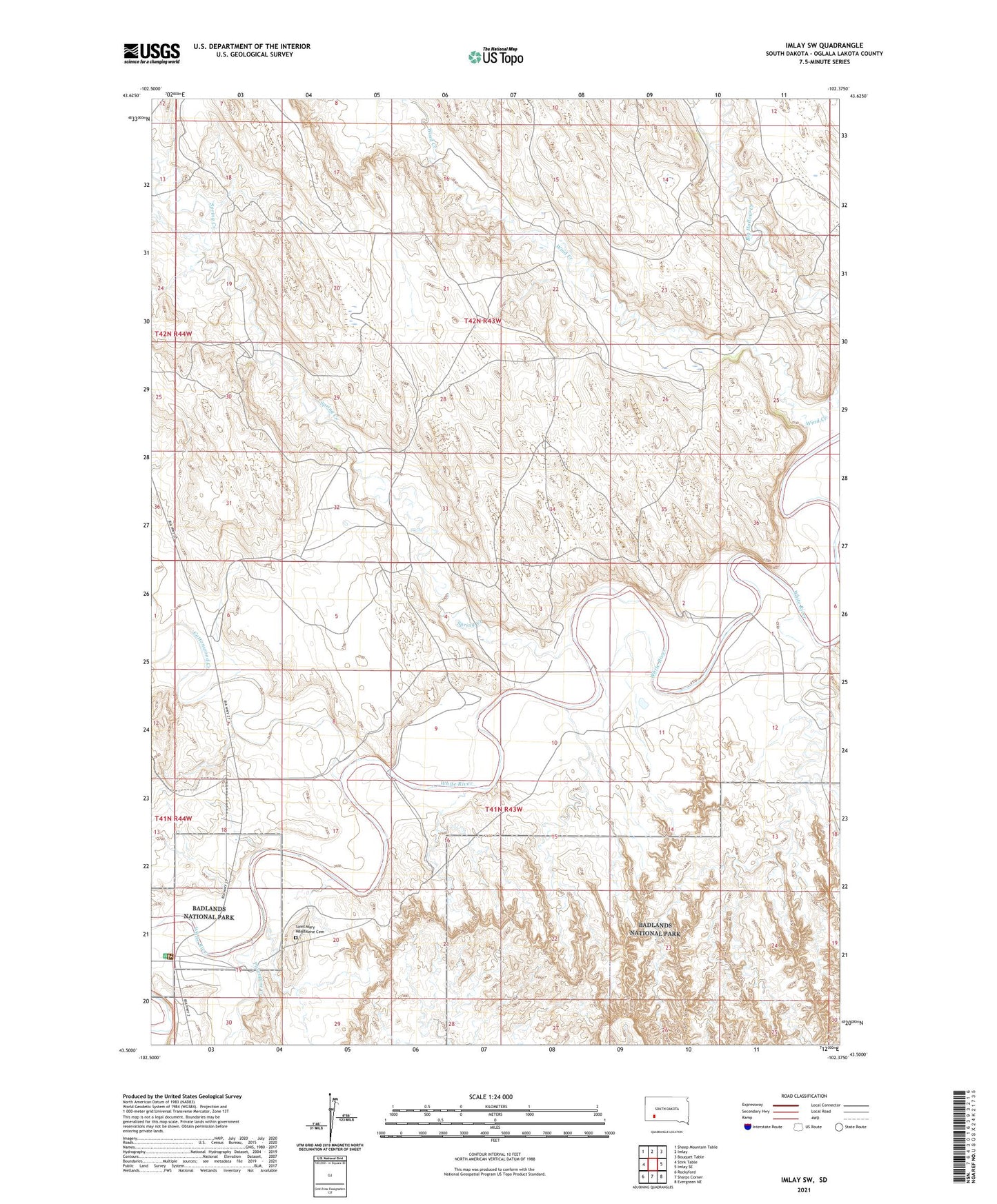 Imlay SW South Dakota US Topo Map Image