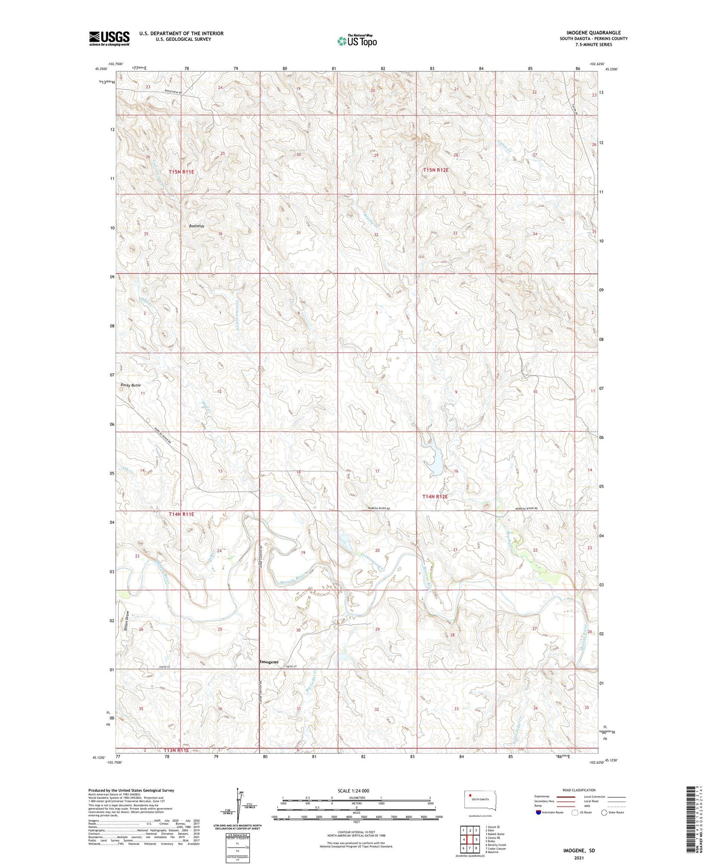 Imogene South Dakota US Topo Map Image