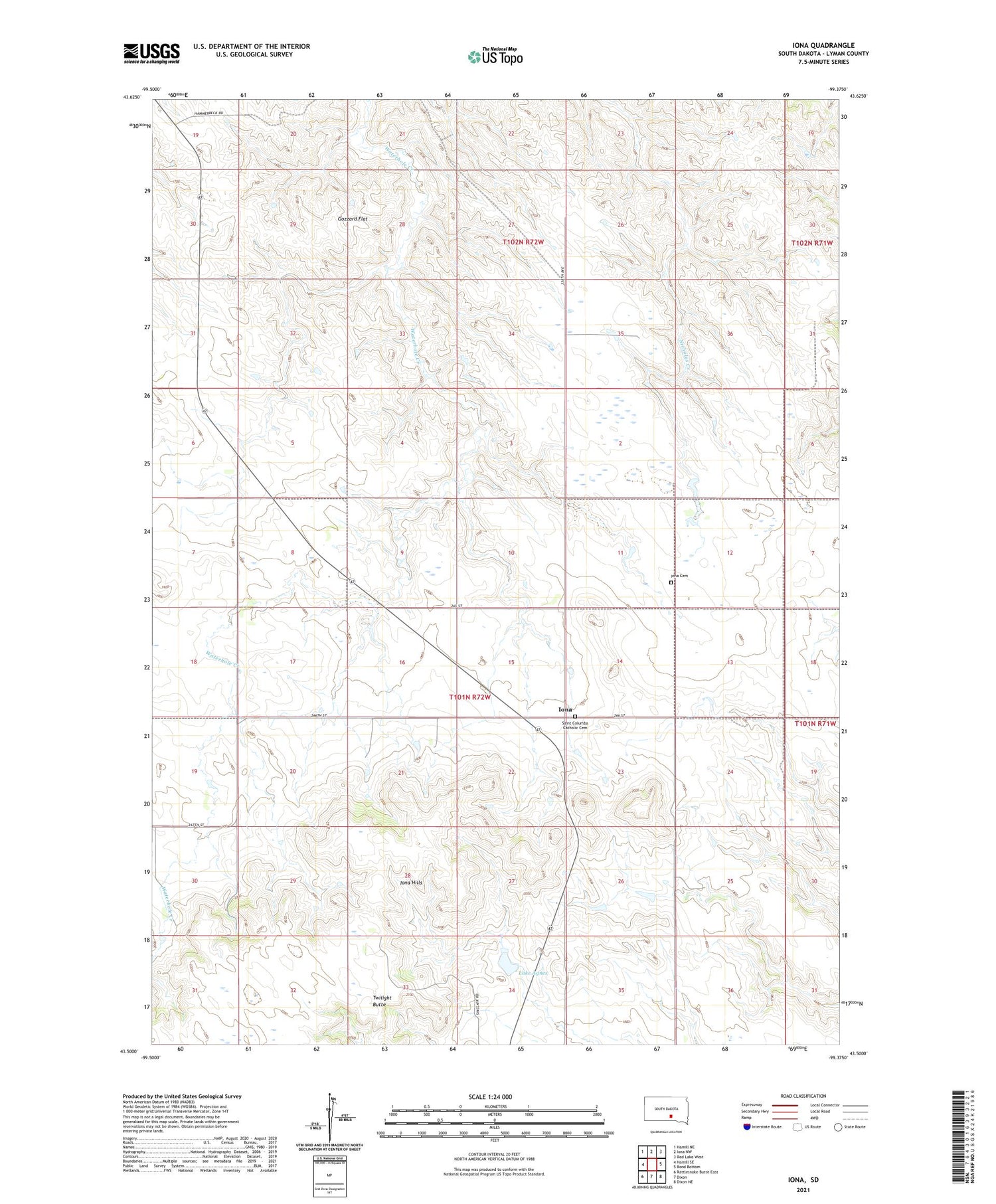 Iona South Dakota US Topo Map Image