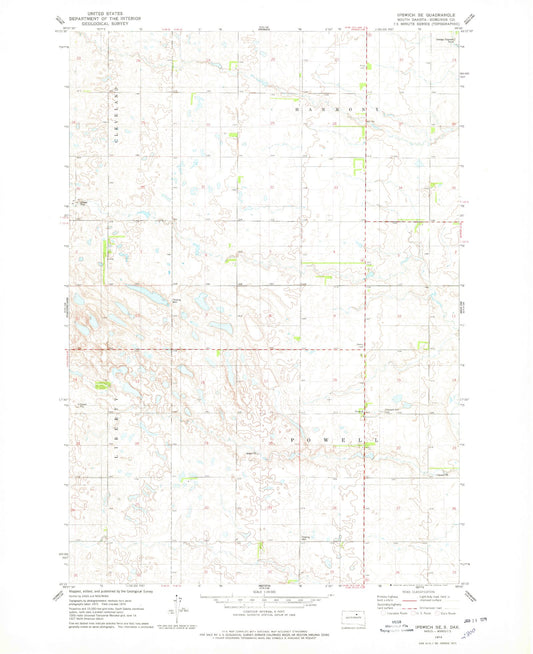 Classic USGS Ipswich SE South Dakota 7.5'x7.5' Topo Map Image