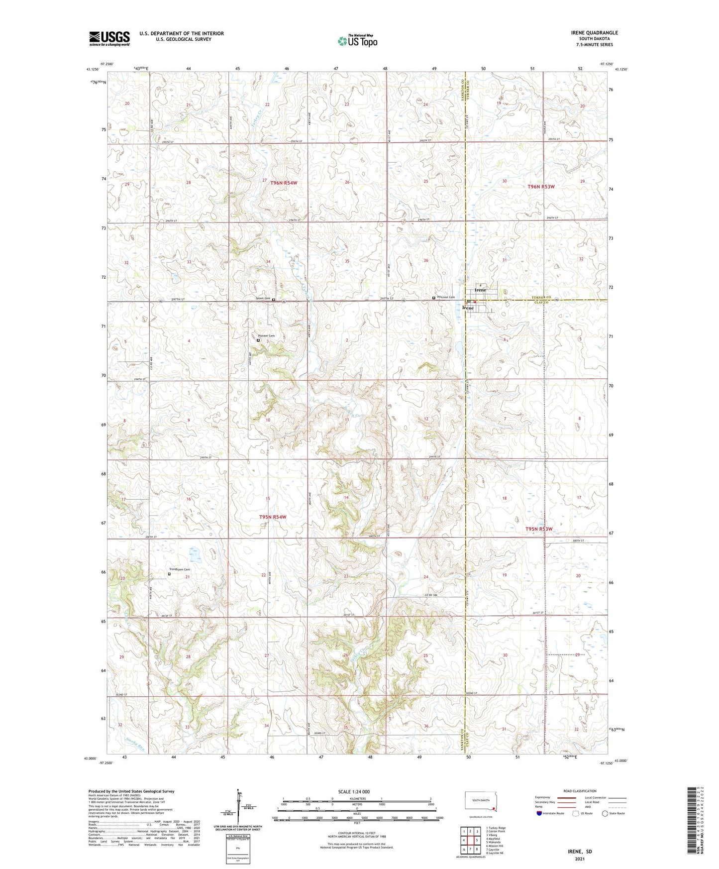 Irene South Dakota US Topo Map Image