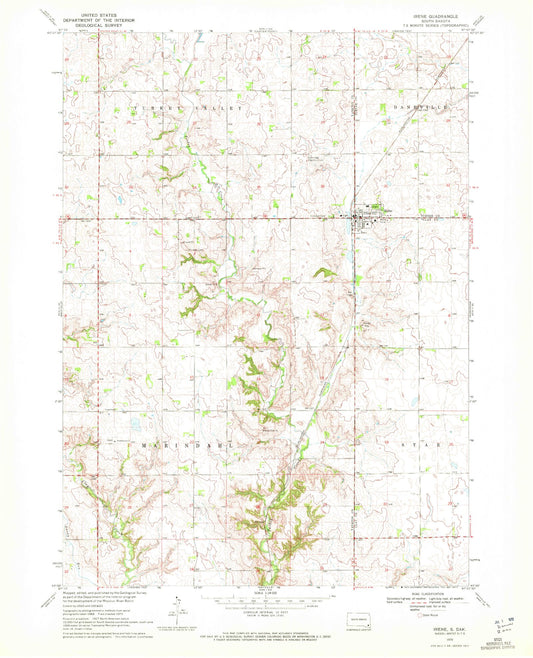 Classic USGS Irene South Dakota 7.5'x7.5' Topo Map Image