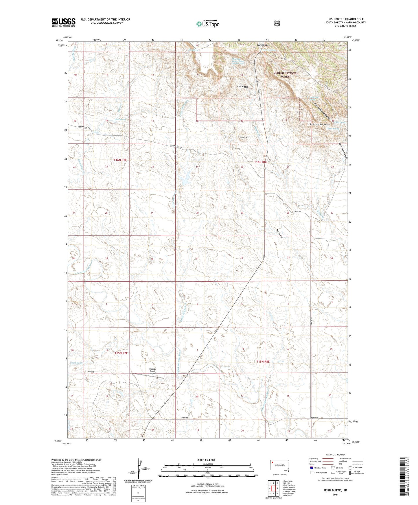 Irish Butte South Dakota US Topo Map Image