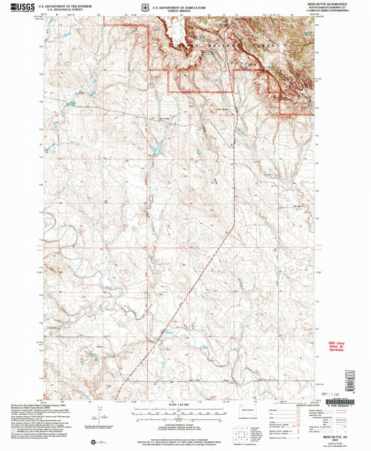 Classic USGS Irish Butte South Dakota 7.5'x7.5' Topo Map Image
