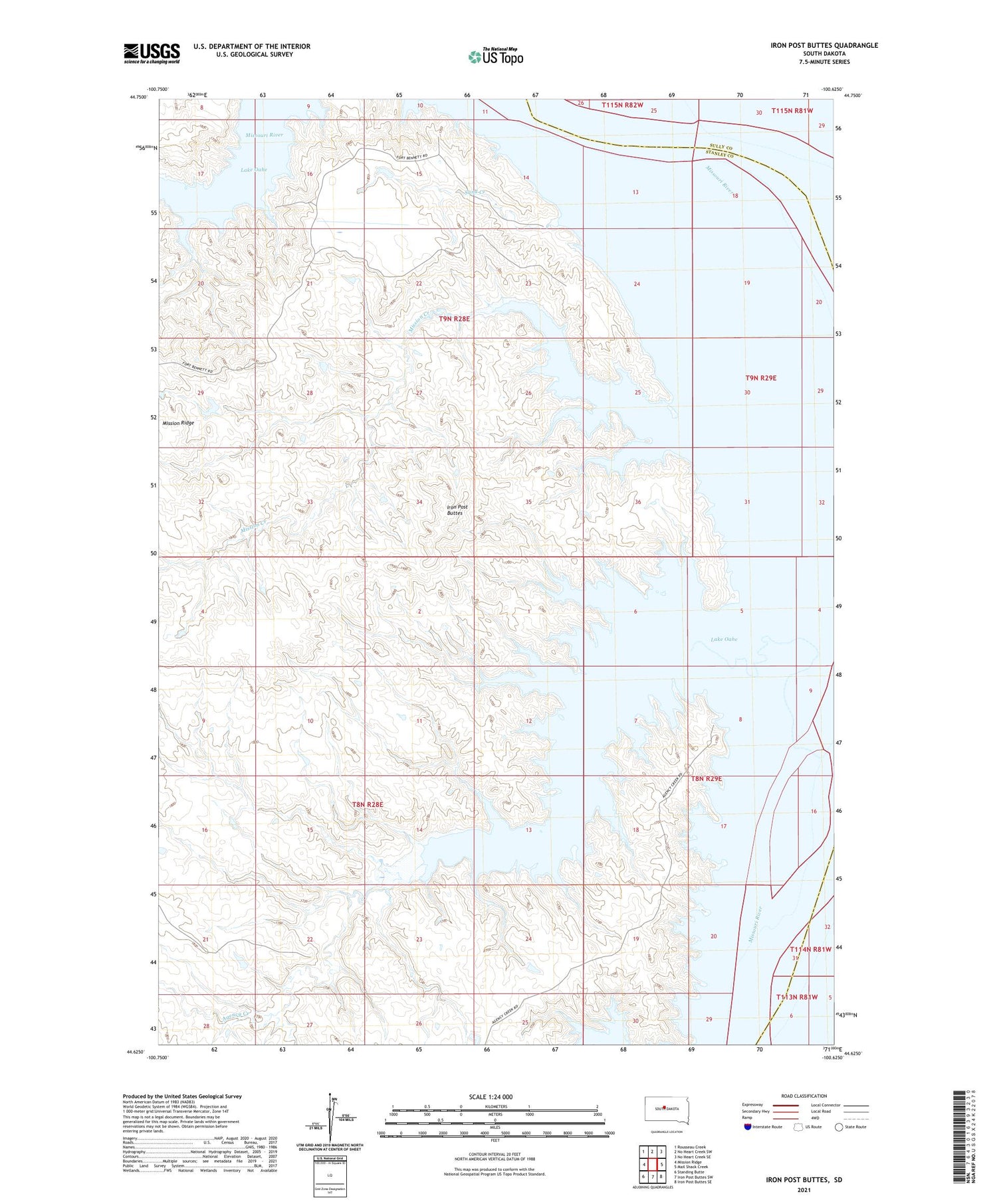 Iron Post Buttes South Dakota US Topo Map Image