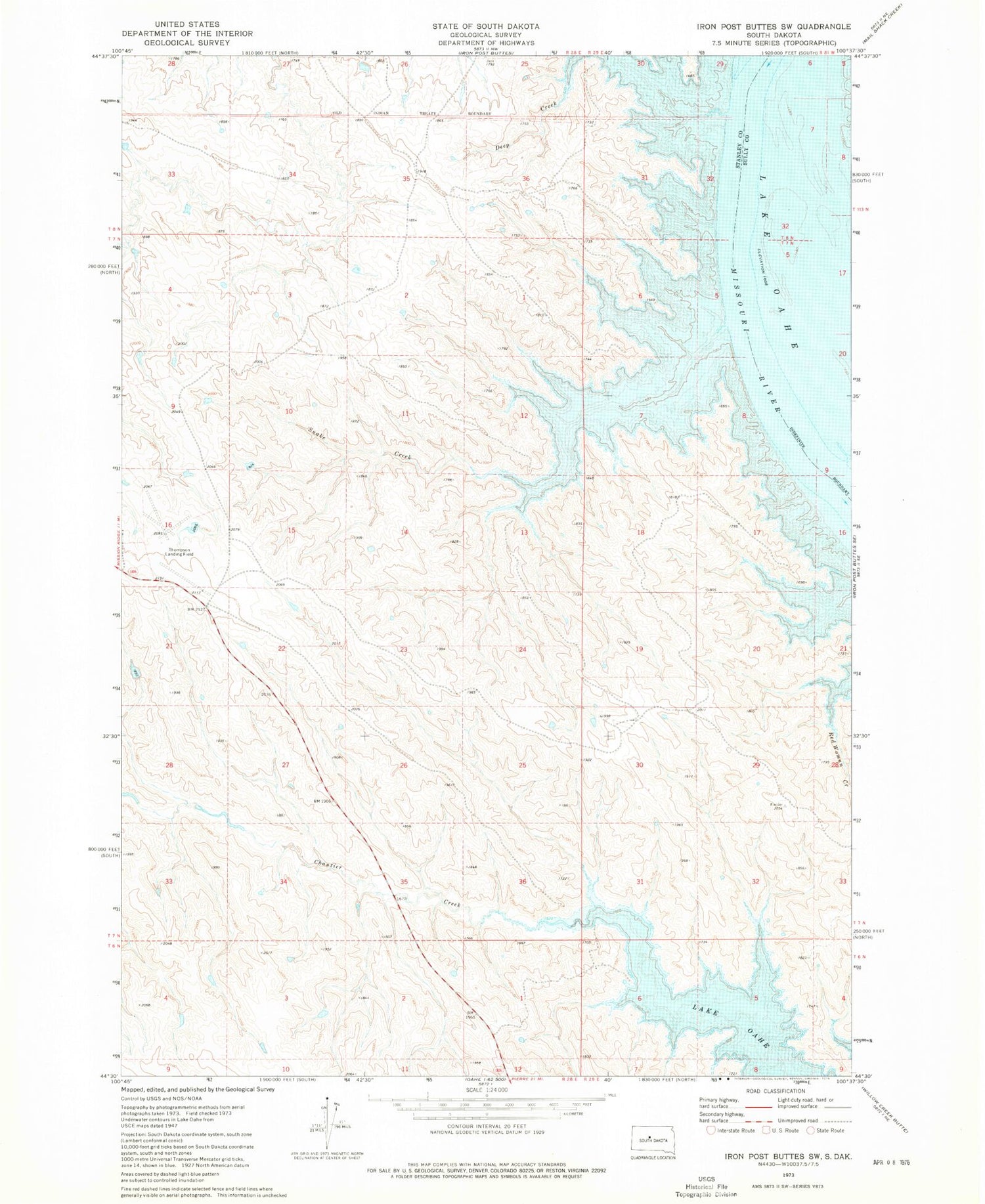 Classic USGS Iron Post Buttes SW South Dakota 7.5'x7.5' Topo Map Image