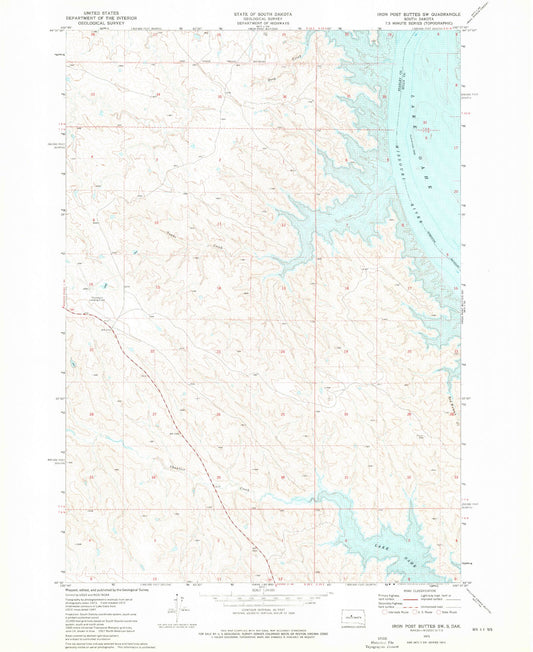 Classic USGS Iron Post Buttes SW South Dakota 7.5'x7.5' Topo Map Image