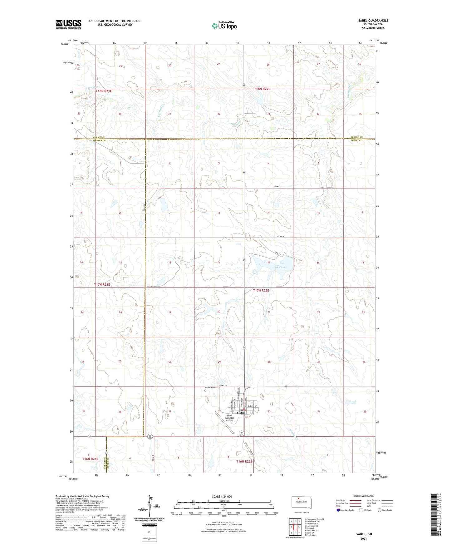Isabel South Dakota US Topo Map Image