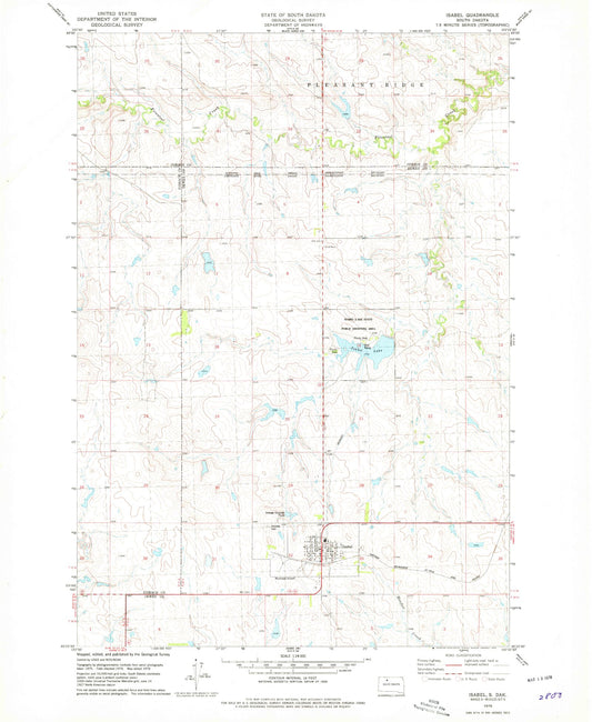 Classic USGS Isabel South Dakota 7.5'x7.5' Topo Map Image