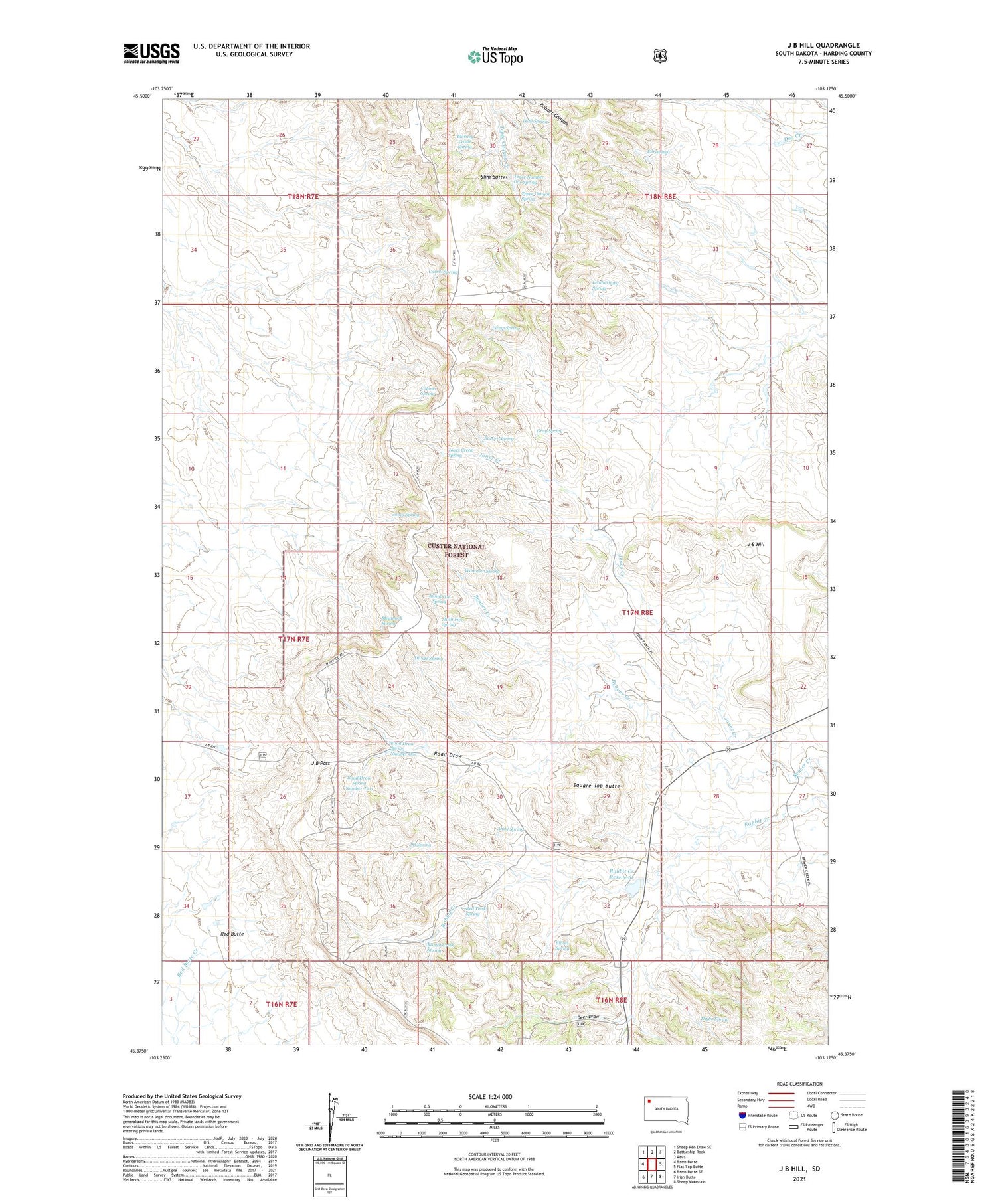 J B Hill South Dakota US Topo Map Image