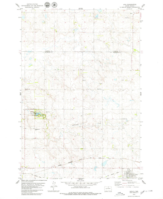 Classic USGS Java South Dakota 7.5'x7.5' Topo Map Image