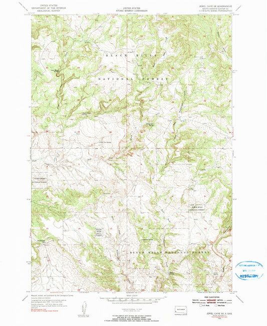 Classic USGS Jewel Cave SE South Dakota 7.5'x7.5' Topo Map Image