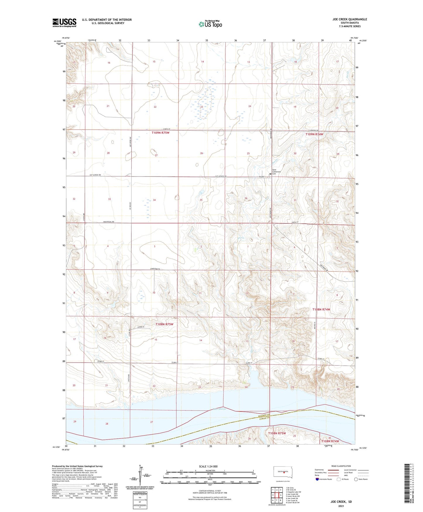 Joe Creek South Dakota US Topo Map Image
