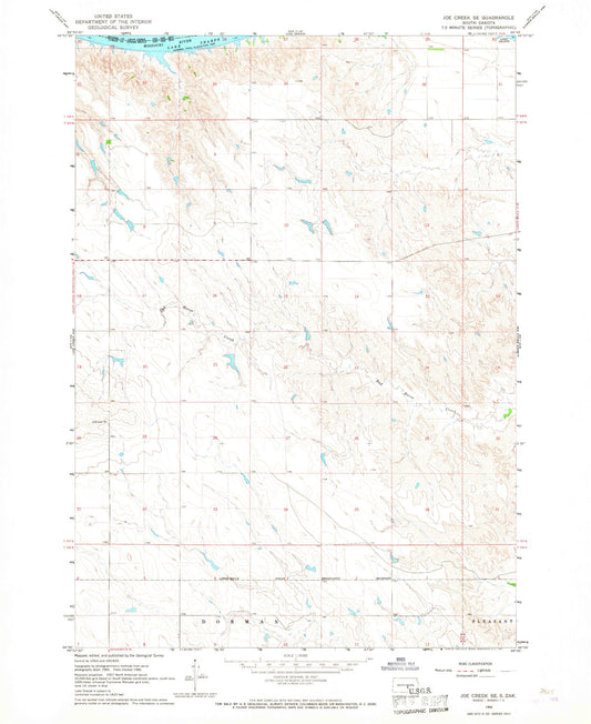 Classic USGS Joe Creek SE South Dakota 7.5'x7.5' Topo Map Image