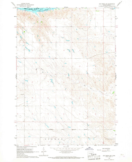Classic USGS Joe Creek SE South Dakota 7.5'x7.5' Topo Map Image