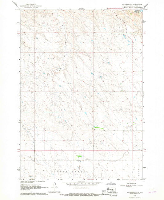 Classic USGS Joe Creek SW South Dakota 7.5'x7.5' Topo Map Image