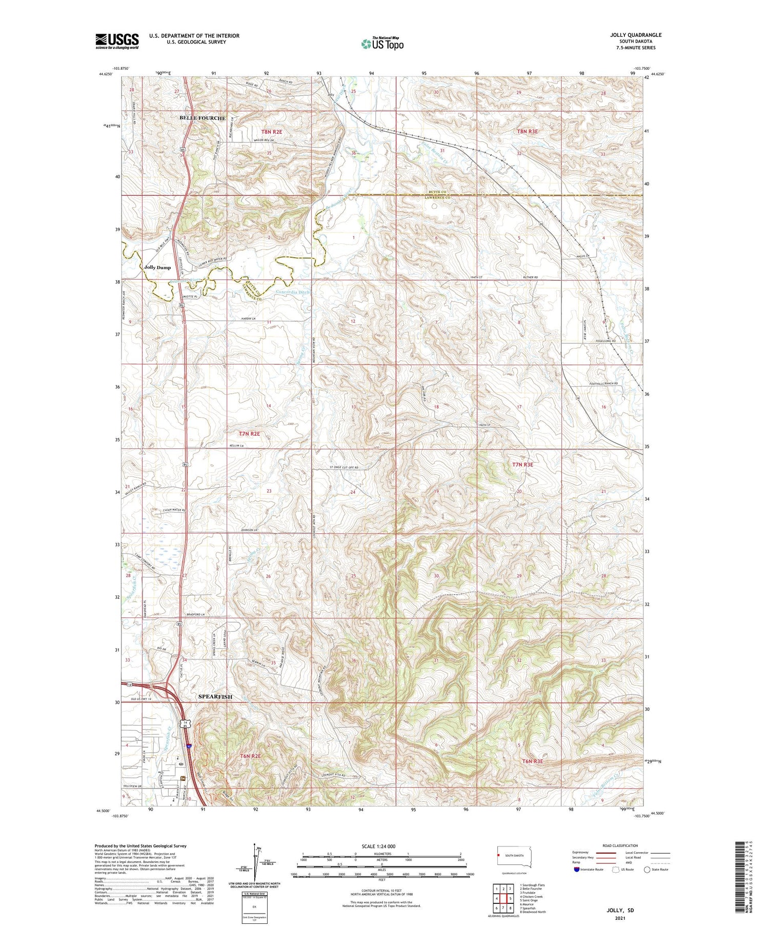 Jolly South Dakota US Topo Map Image