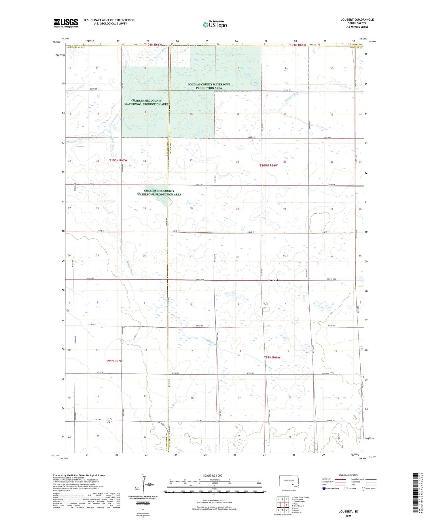Joubert South Dakota US Topo Map Image