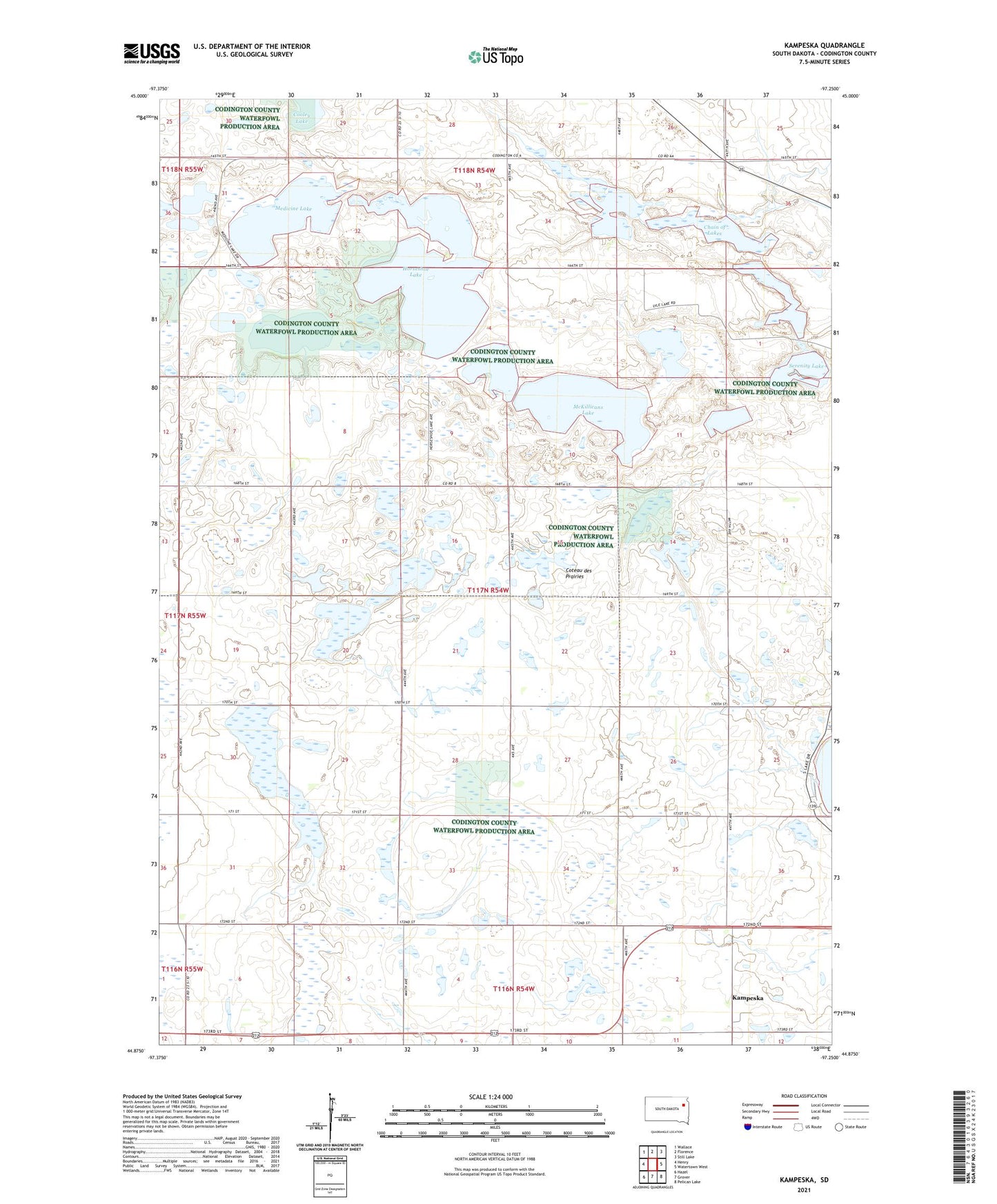 Kampeska South Dakota US Topo Map Image