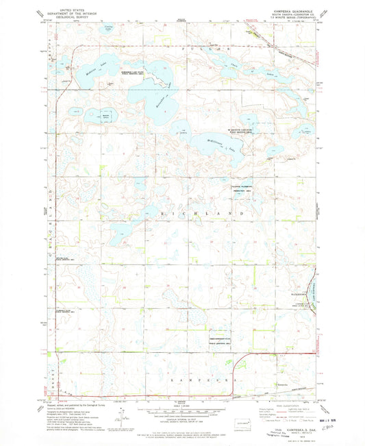 Classic USGS Kampeska South Dakota 7.5'x7.5' Topo Map Image
