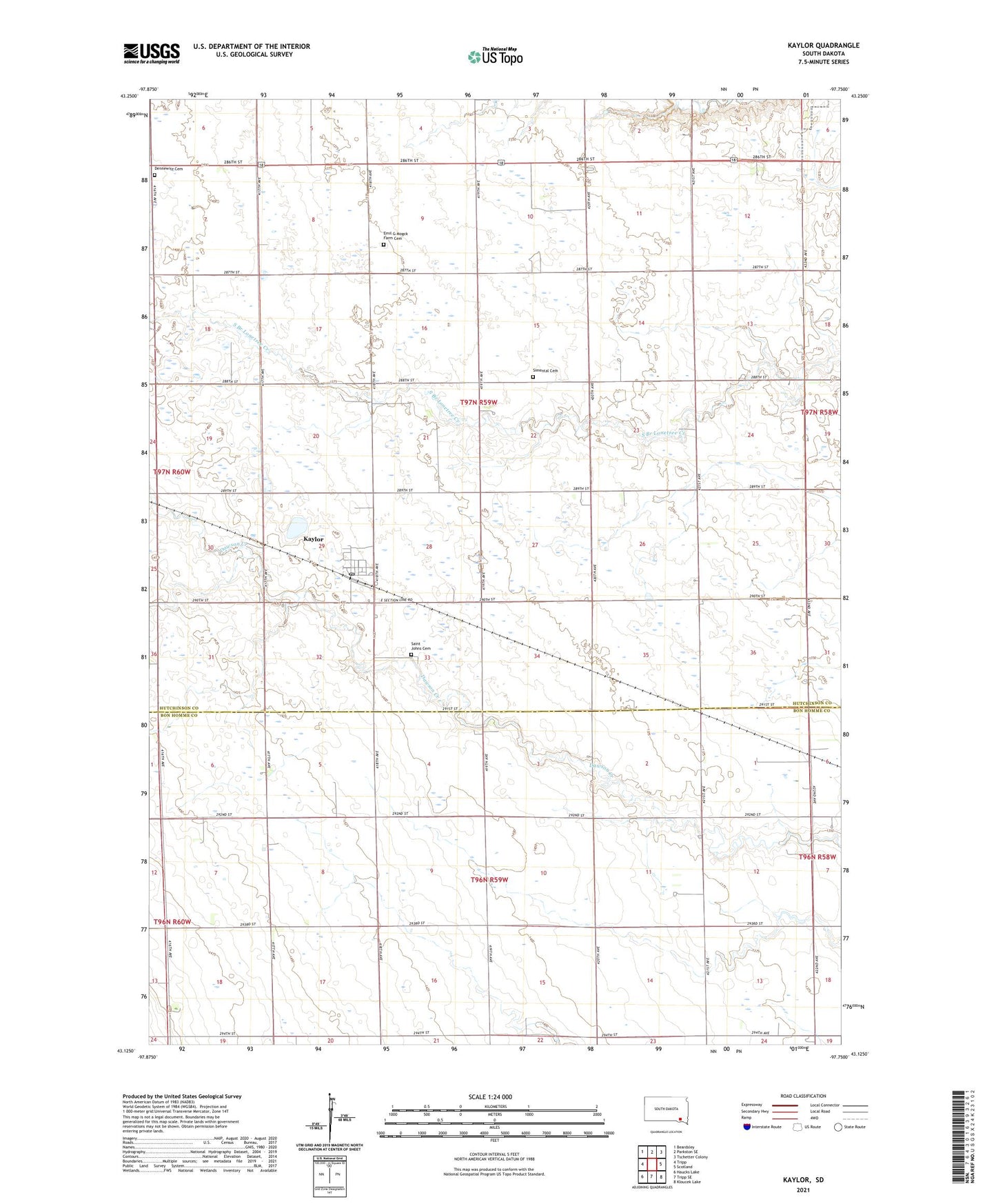 Kaylor South Dakota US Topo Map Image