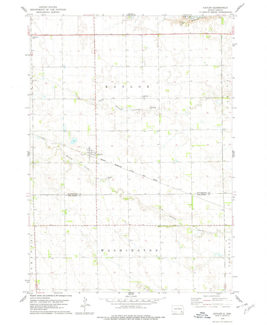 Classic USGS Kaylor South Dakota 7.5'x7.5' Topo Map Image