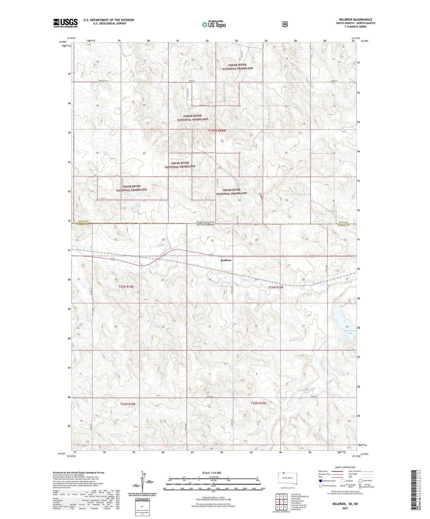 Keldron South Dakota US Topo Map Image