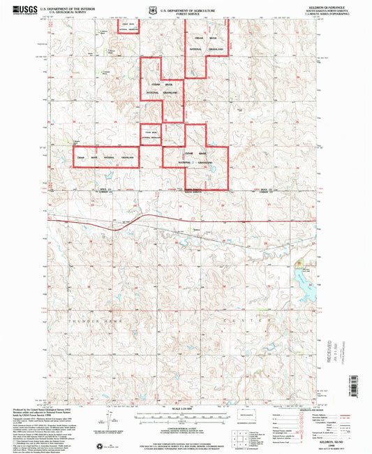Classic USGS Keldron South Dakota 7.5'x7.5' Topo Map Image