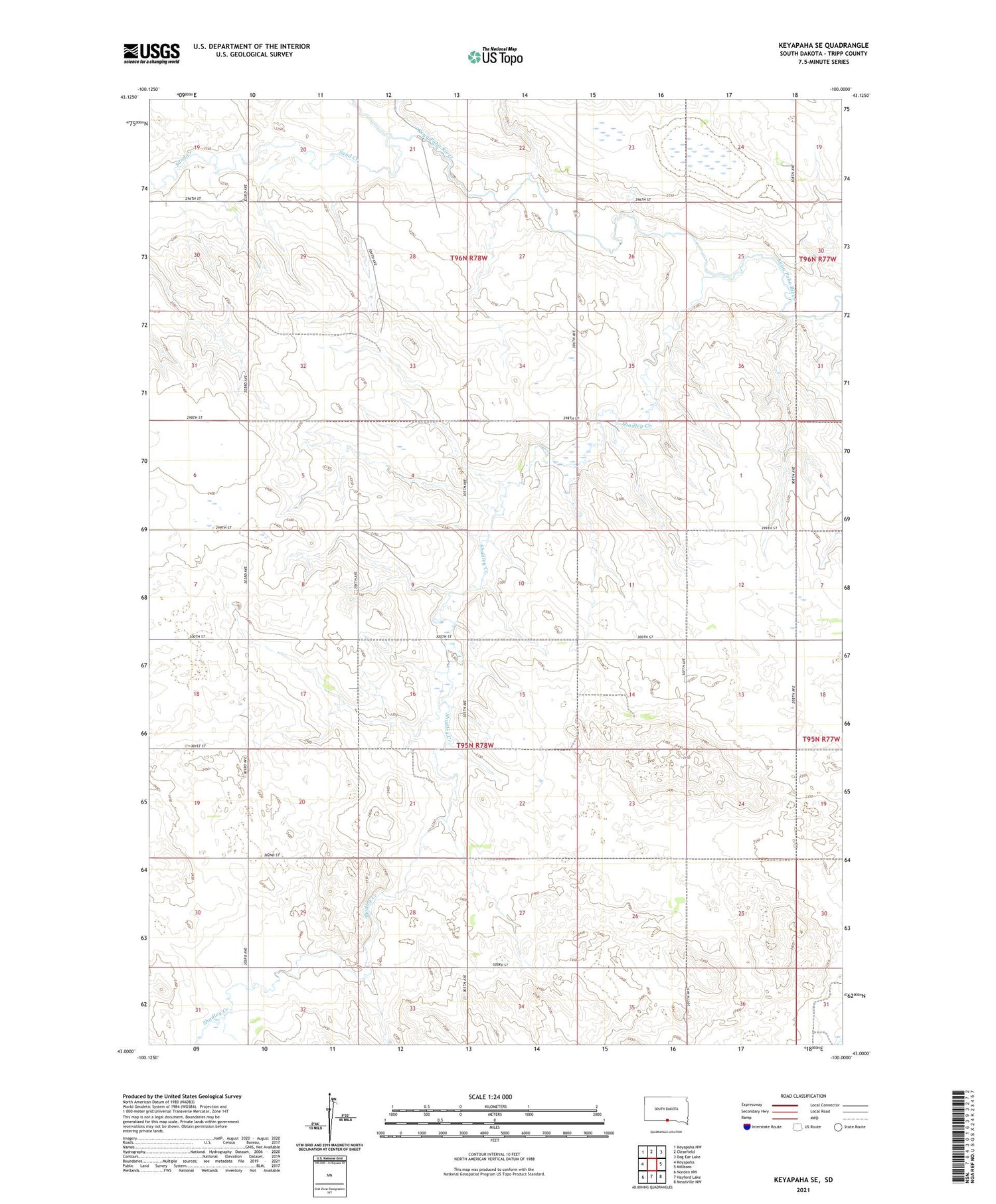 Keyapaha SE South Dakota US Topo Map Image