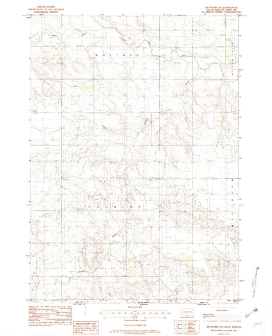 Classic USGS Keyapaha SE South Dakota 7.5'x7.5' Topo Map Image