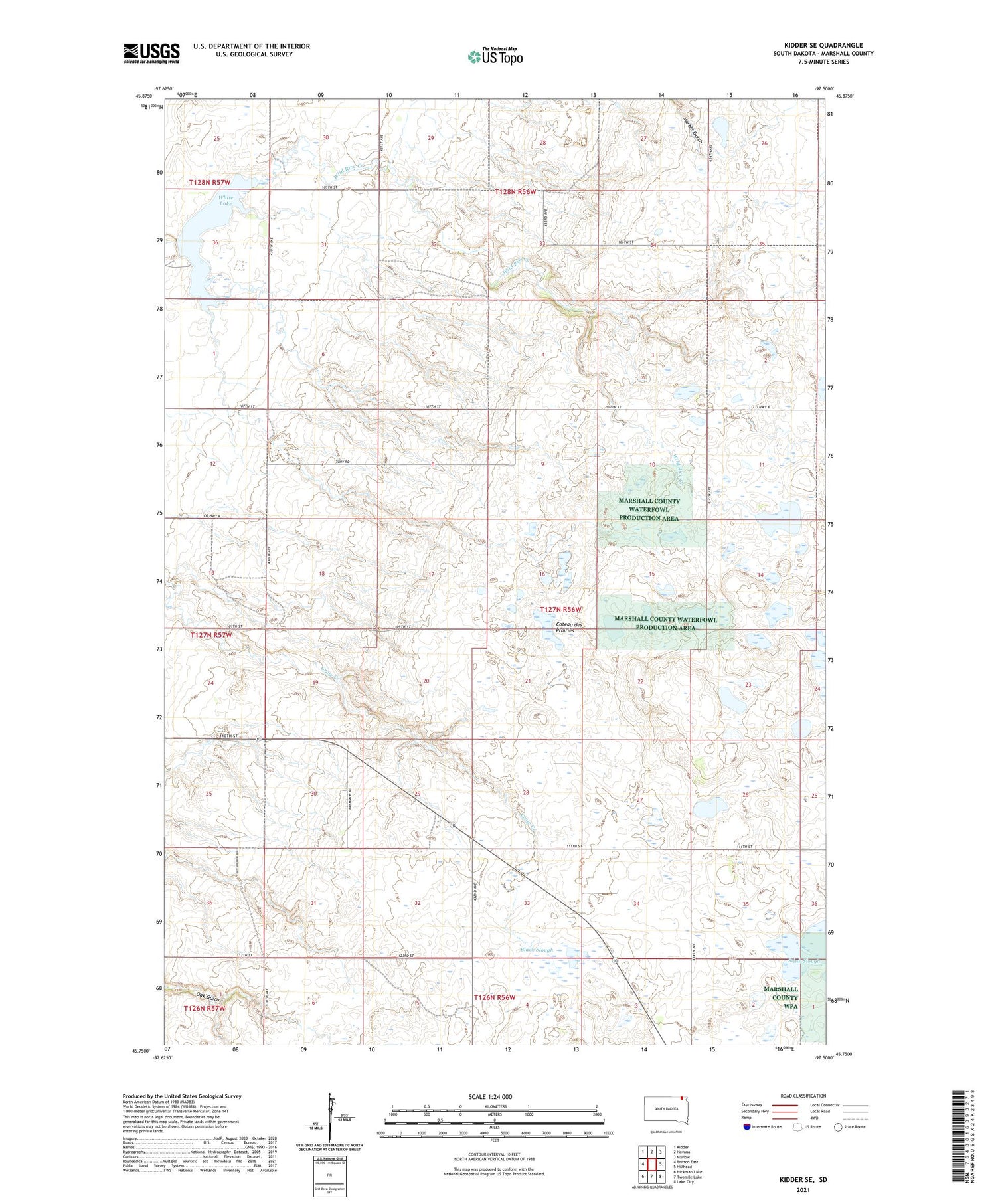 Kidder SE South Dakota US Topo Map Image