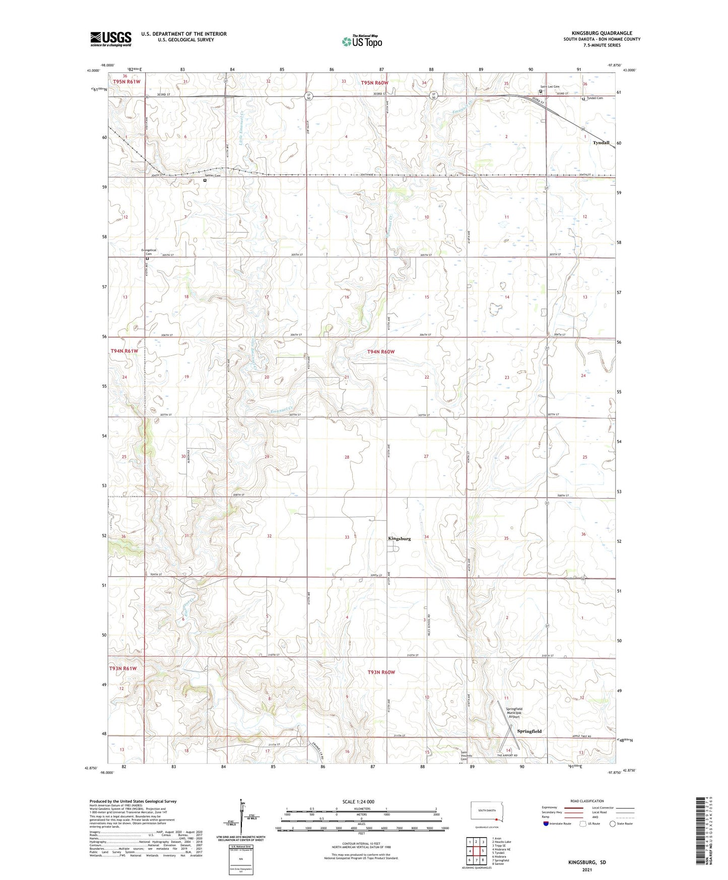 Kingsburg South Dakota US Topo Map Image