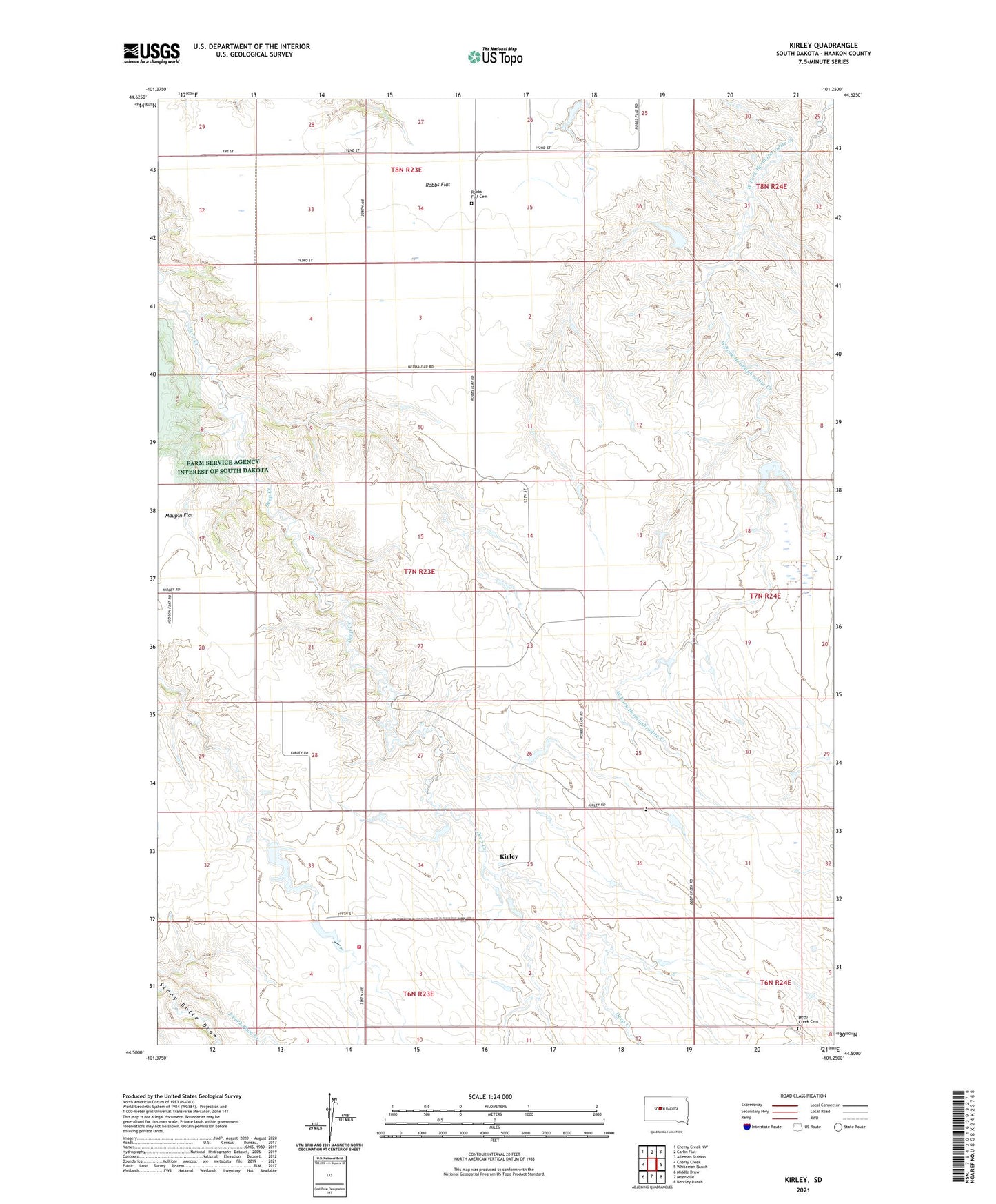 Kirley South Dakota US Topo Map Image