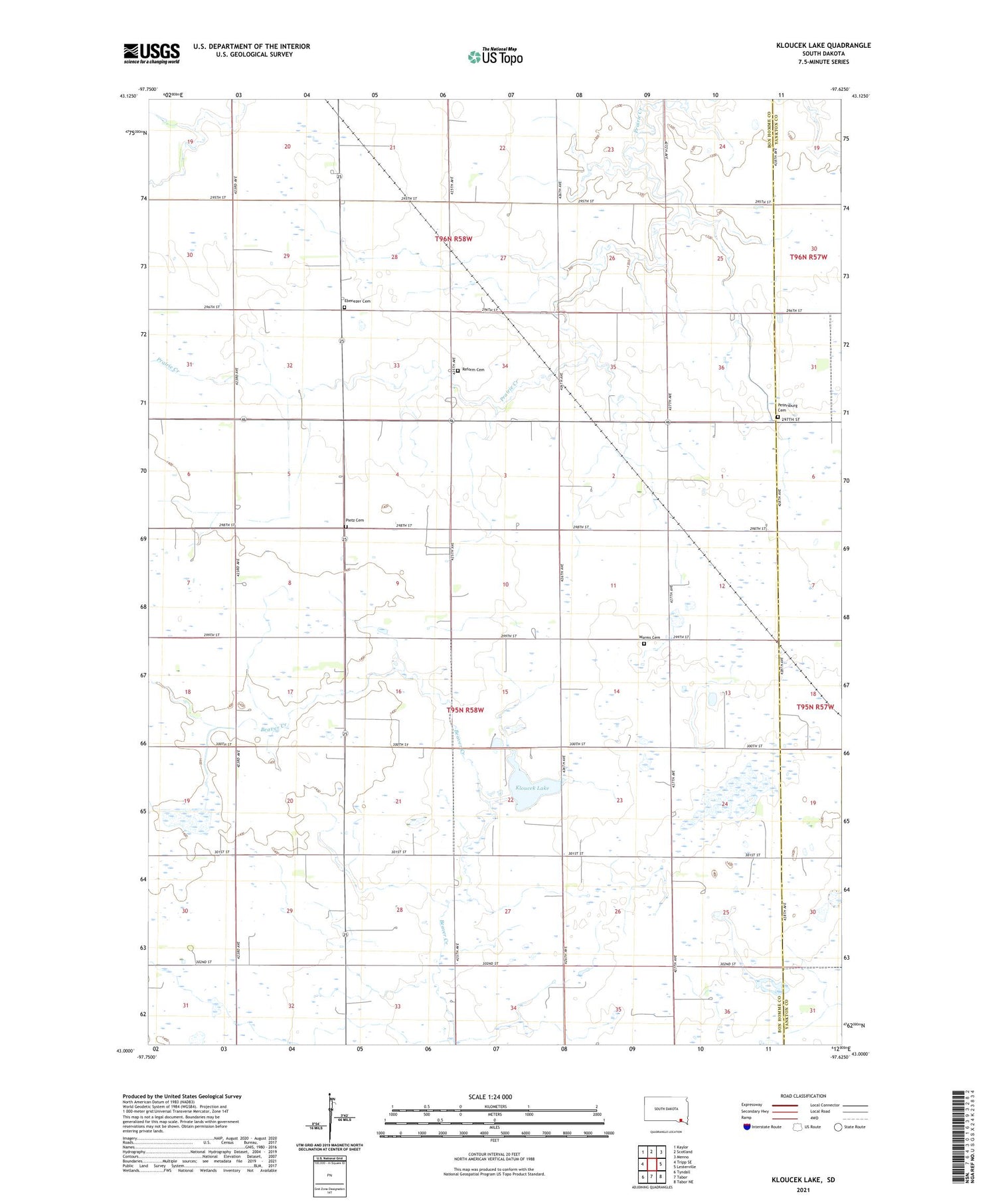 Kloucek Lake South Dakota US Topo Map Image
